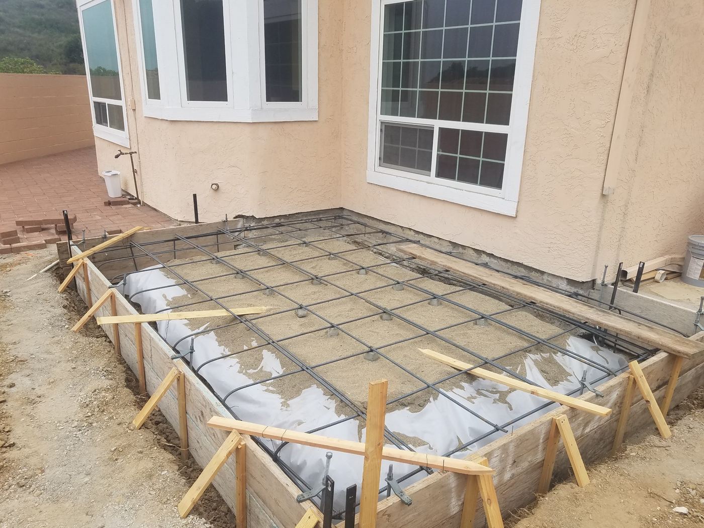 Room addition foundation set for inspection before the pour